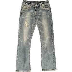 Stetson Womens Jeans Sz 8R No. 919 Hollywood Bootcut Distressed Blue Zip Fly